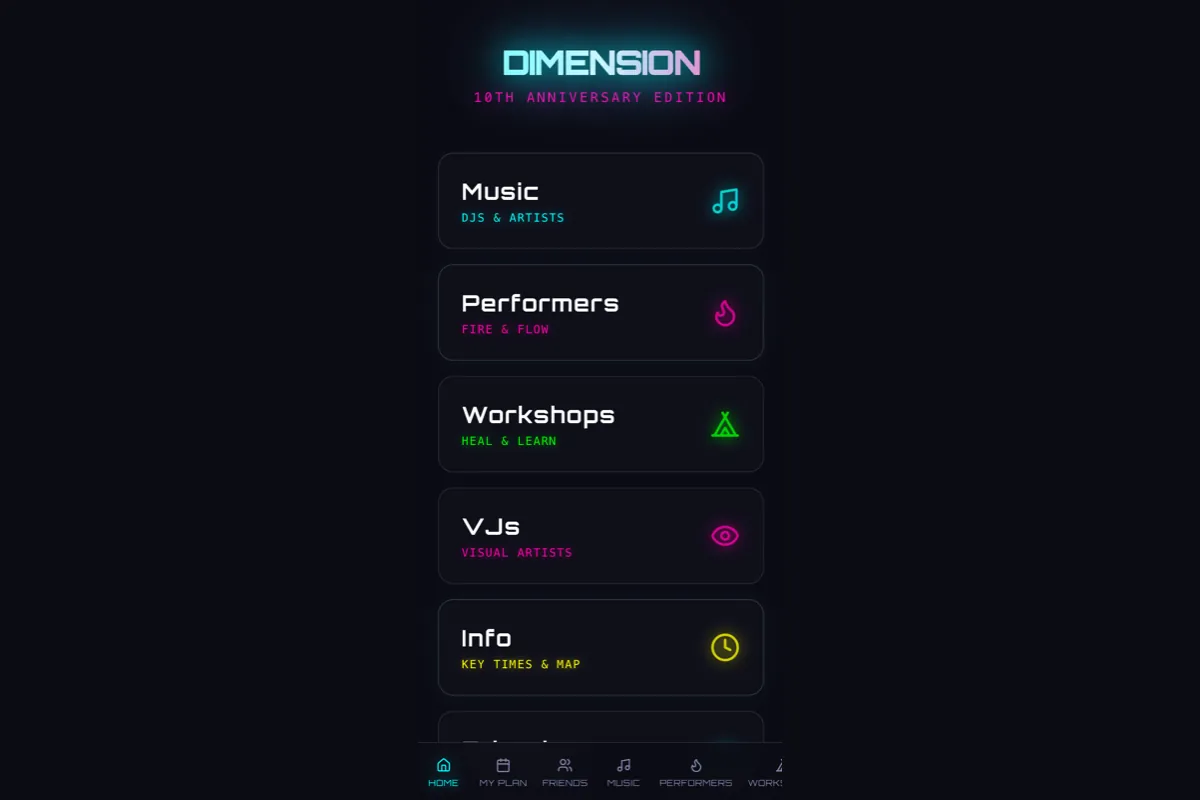 Dimension mobile app